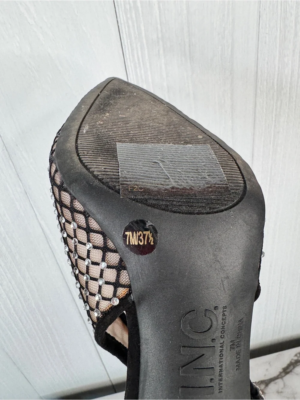 INC International Concepts Black Mesh Rhinestone Slingback Pumps
